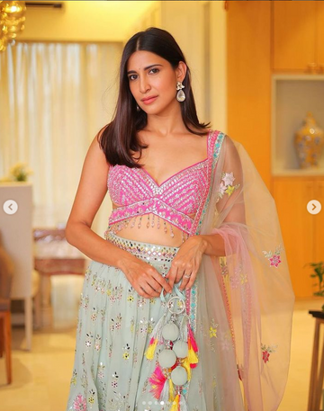 Beautiful wedding wear designer real mirror lehenga