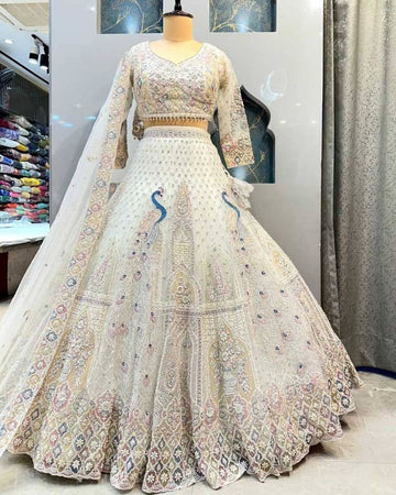 Ethereal Elegance 5 Meter Flared Soft Net Lehenga with Embroidery Sequins Work & Butterfly Net Blouse