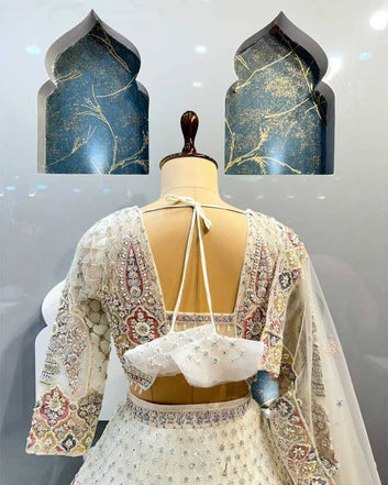 Ethereal Elegance 5 Meter Flared Soft Net Lehenga with Embroidery Sequins Work & Butterfly Net Blouse