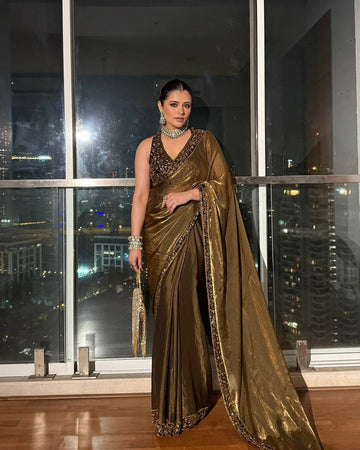 Pure Space Silk Saree with Sequin & Zari Embroidery