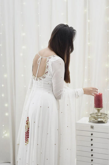 Beautiful Designer Anarkali on Faux Georgette With Hand work and Pent on Crep febric