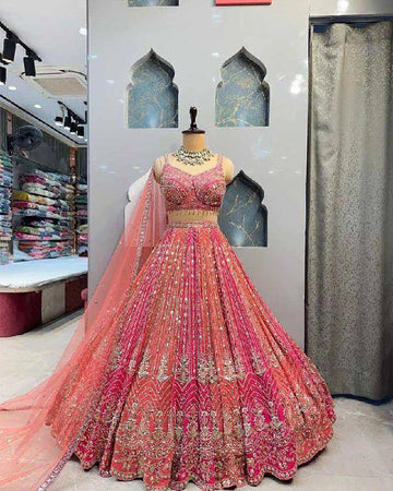 BRIDAL WEAR HEAVY EMBROIDERY CODING SEQUENCE WORK LEHENGAS CHOLI