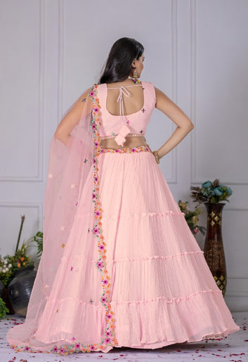 Premium Crease Work Lehenga with Heavy Embroidered Blouse
