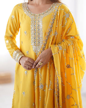 Chinon Silk Top & Pant Set with Thread & Sequence Work