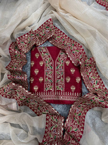 Soft Twill Banarasi Crush Saree with Sequin & Dori Embroidery