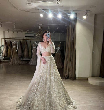 Beautiful designer lehenga with heavy cancan and canvas