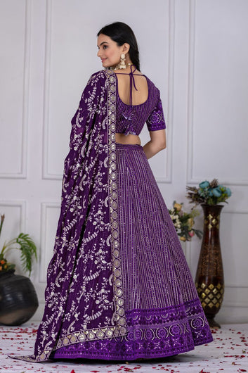 Premium Fox Georgette Lehenga with Heavy Multi Thread & Sequence Embroidery