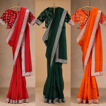 Beautiful Designer Saree on Havy Organza Silk Febric with Thred & Sequnce work