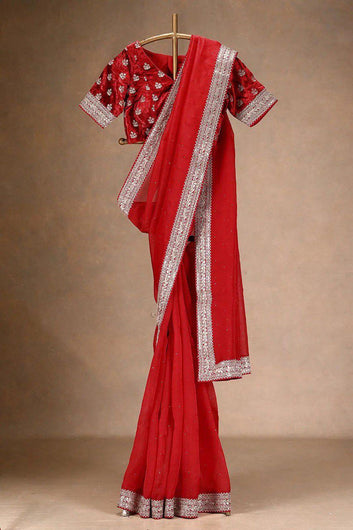 Beautiful Designer Saree on Havy Organza Silk Febric with Thred & Sequnce work