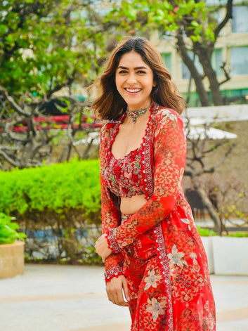 Shrug, Blouse & Sharara with Embroidery & Digital Prints